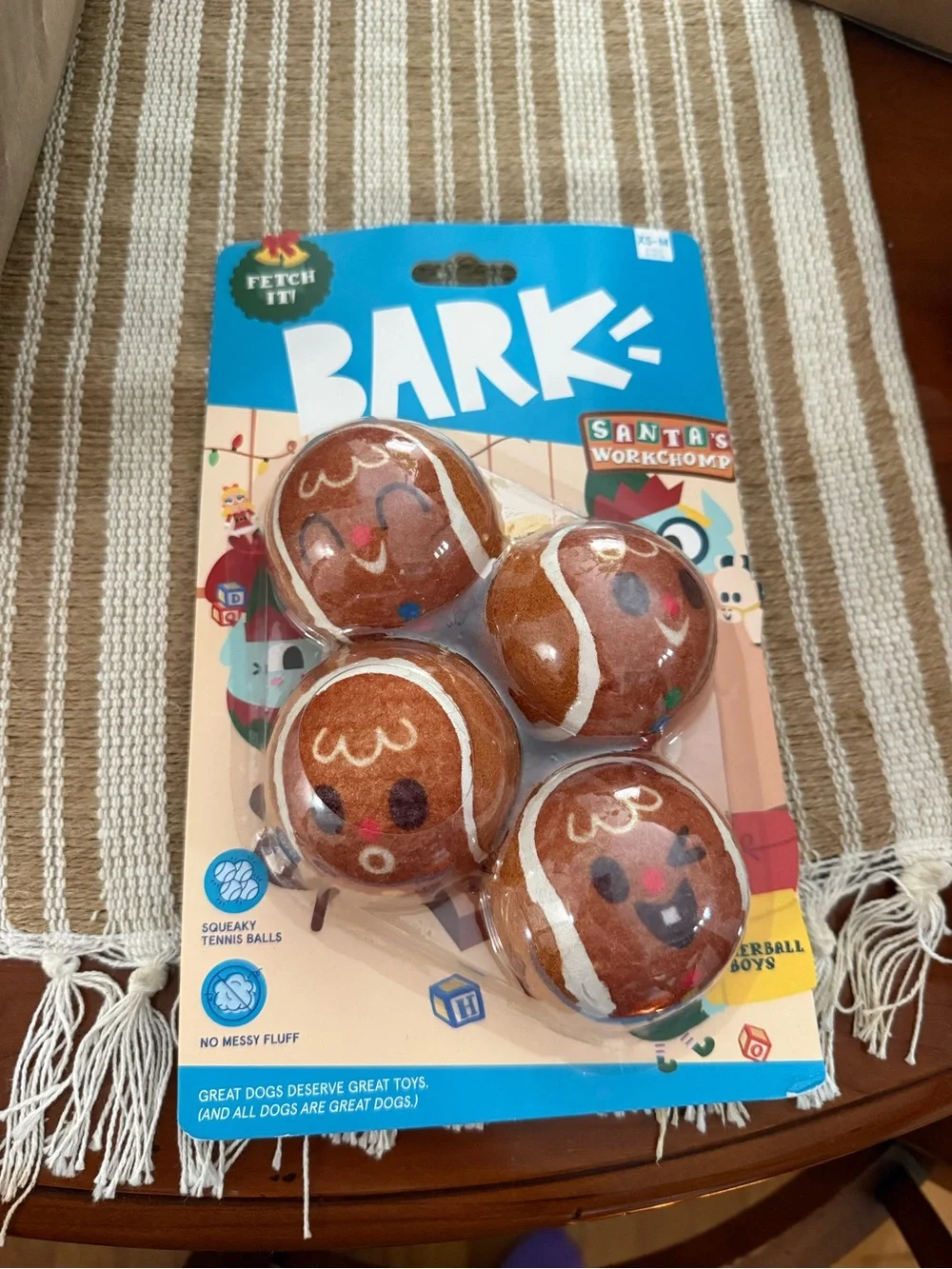BARK Gingerbread Holiday Squeaky Tennis Balls - Brown & White